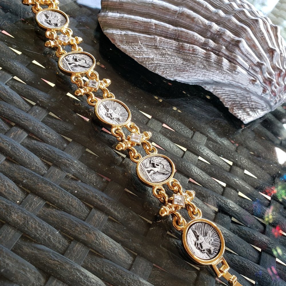 Vintage PREMIERE DESIGNS Pewter Intaglio-Style Bracelet
